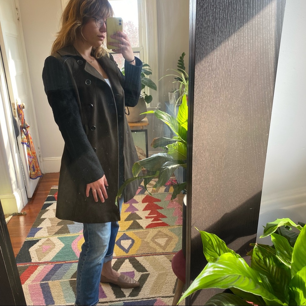 Olive Green and Black Pea Coat